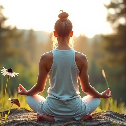 A person meditating peacefully surrounded by nature, representing mindfulness and serenity.